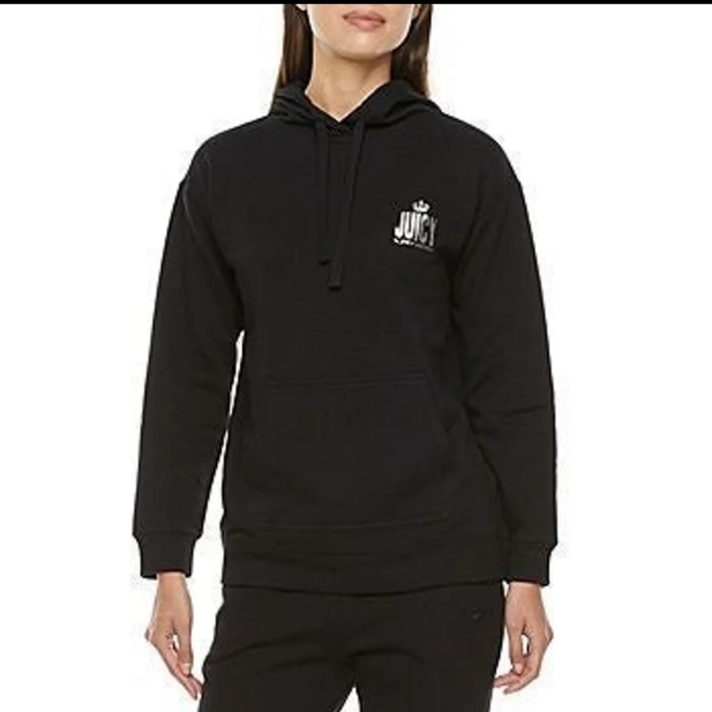 Juicy By Juicy Couture French Terry Hoodie Sweatshirt Regal Blk XXL 18-20 NWT SO